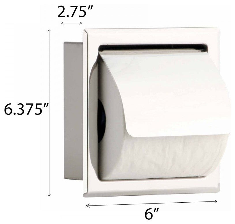 Stainless Steel Recessed Toilet Tissue Holder With Lid