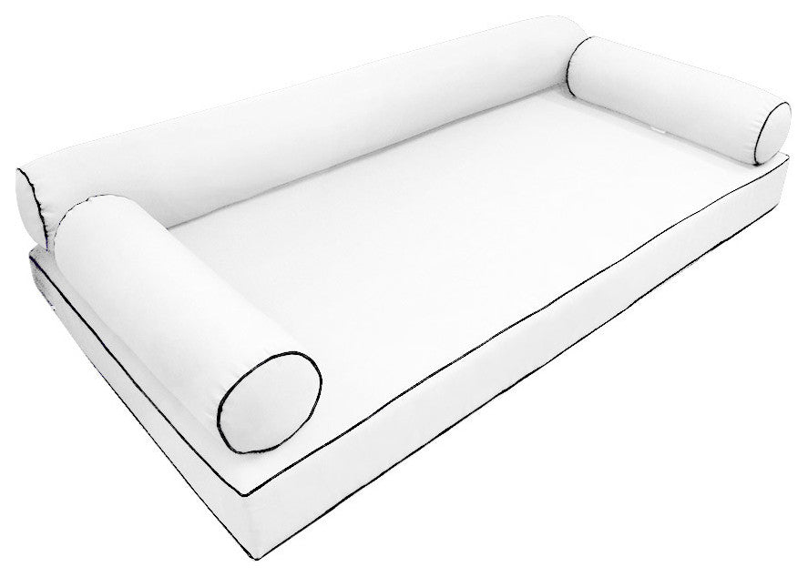 S6 Twin-XL Contrast Trim Mattress Bolster Pillow Outdoor Slip Cover ONLY AD106