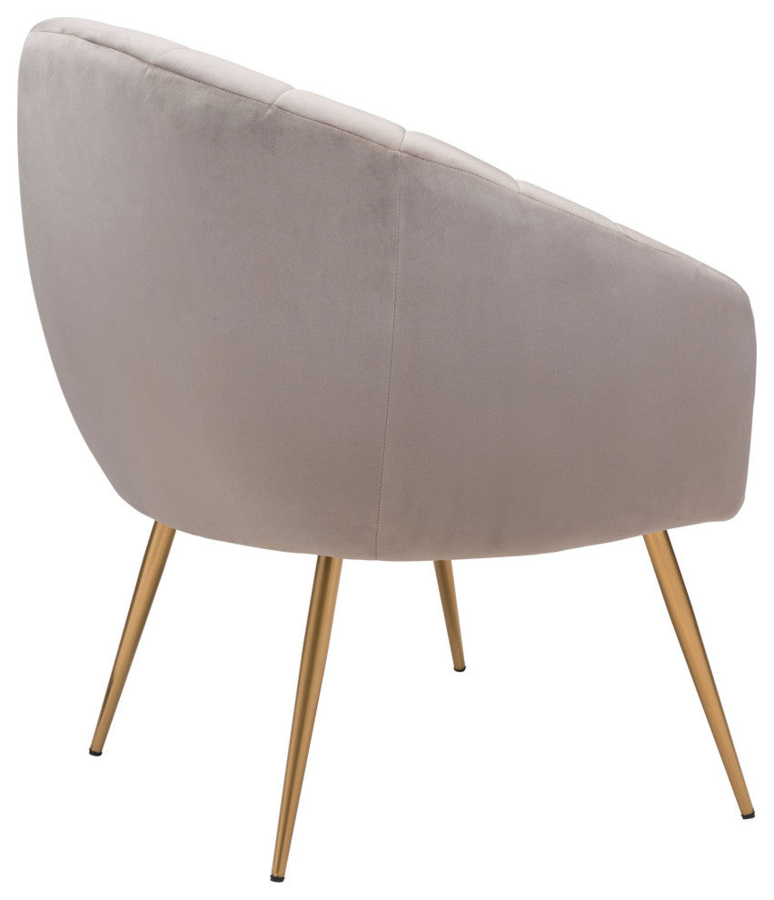 Accent Chair, Steel Metal, Fabric, Gray, Gold, Lounge Lobby Hospitality