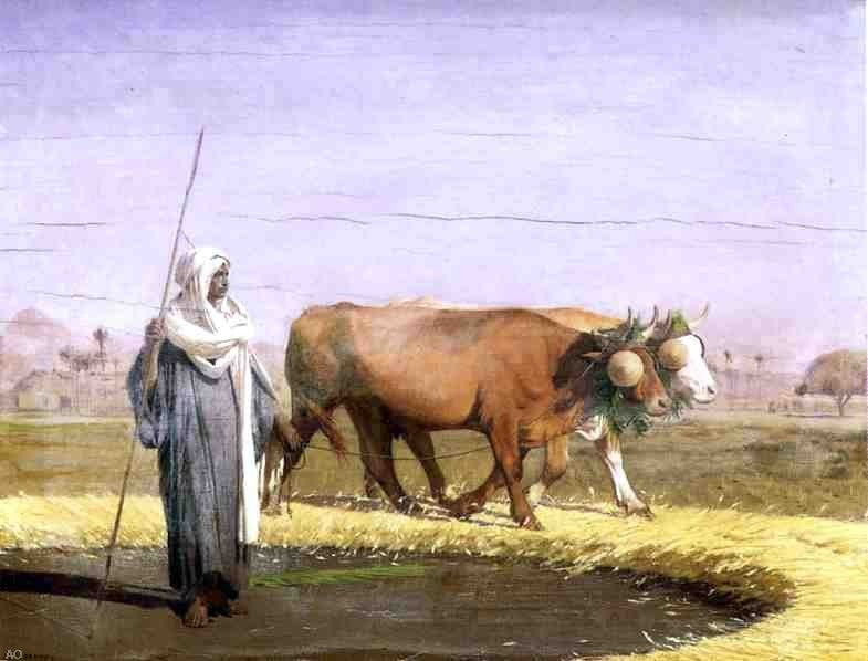 Jean-Leon Gerome Treading Wheat in Egypt, 21"x28" Gallery Wrapped Canvas