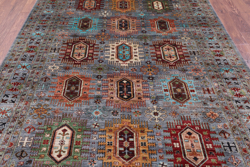 6' 9" X 9' 9" Fine Turkmen Ersari Handmade Wool Rug - Q12191