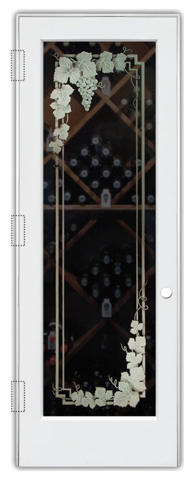 Wine Door - Vineyard Grapes Garland - Primed - 28" x 84" - Knob on Right -...