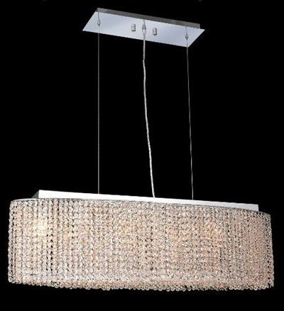 Elegant Moda Dining Room Light, Chrome Finish With Royal Cut Crystal