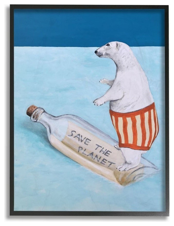 Save The Planet Polar Bear, Framed, 24"x30"