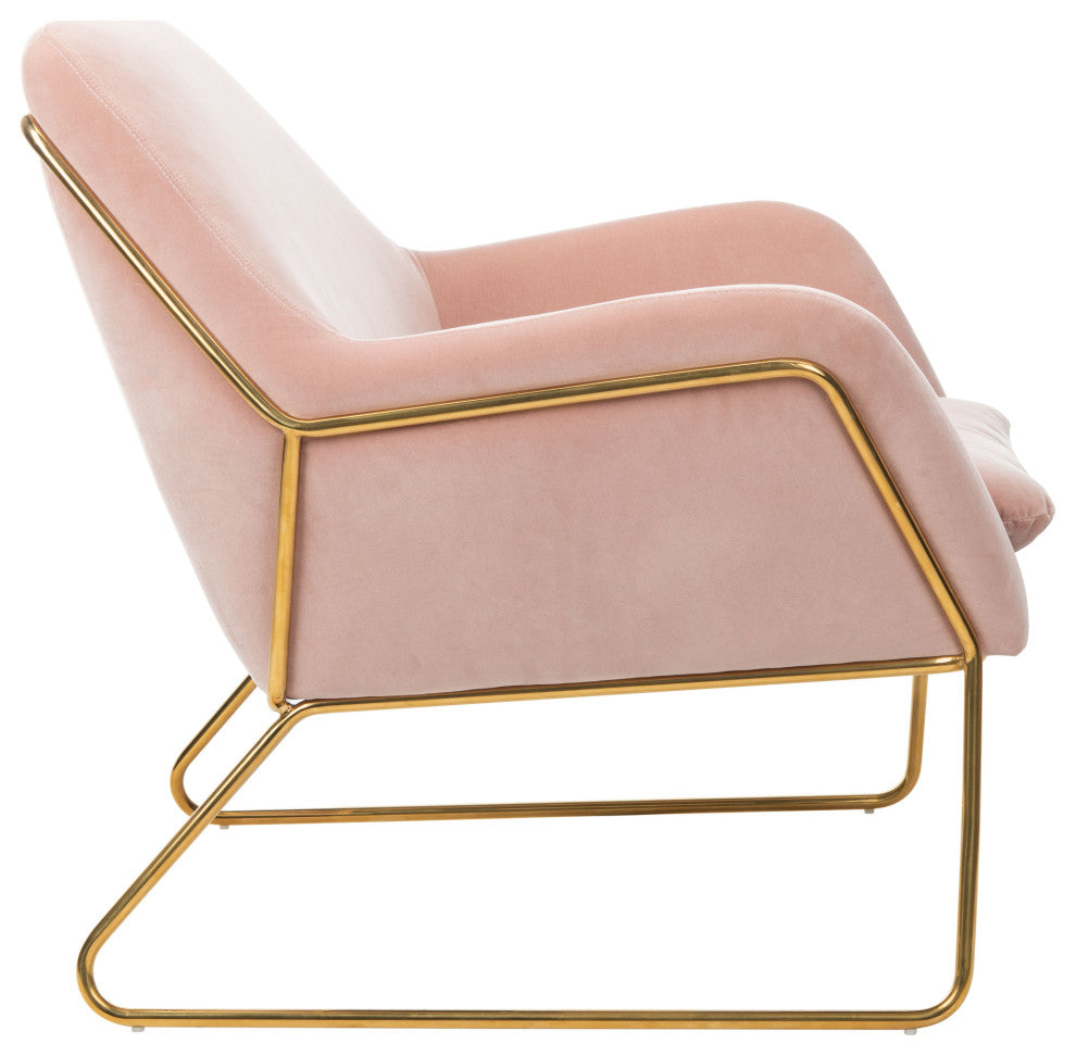 Safavieh Couture Misty Metal Frame Accent Chair, Blush