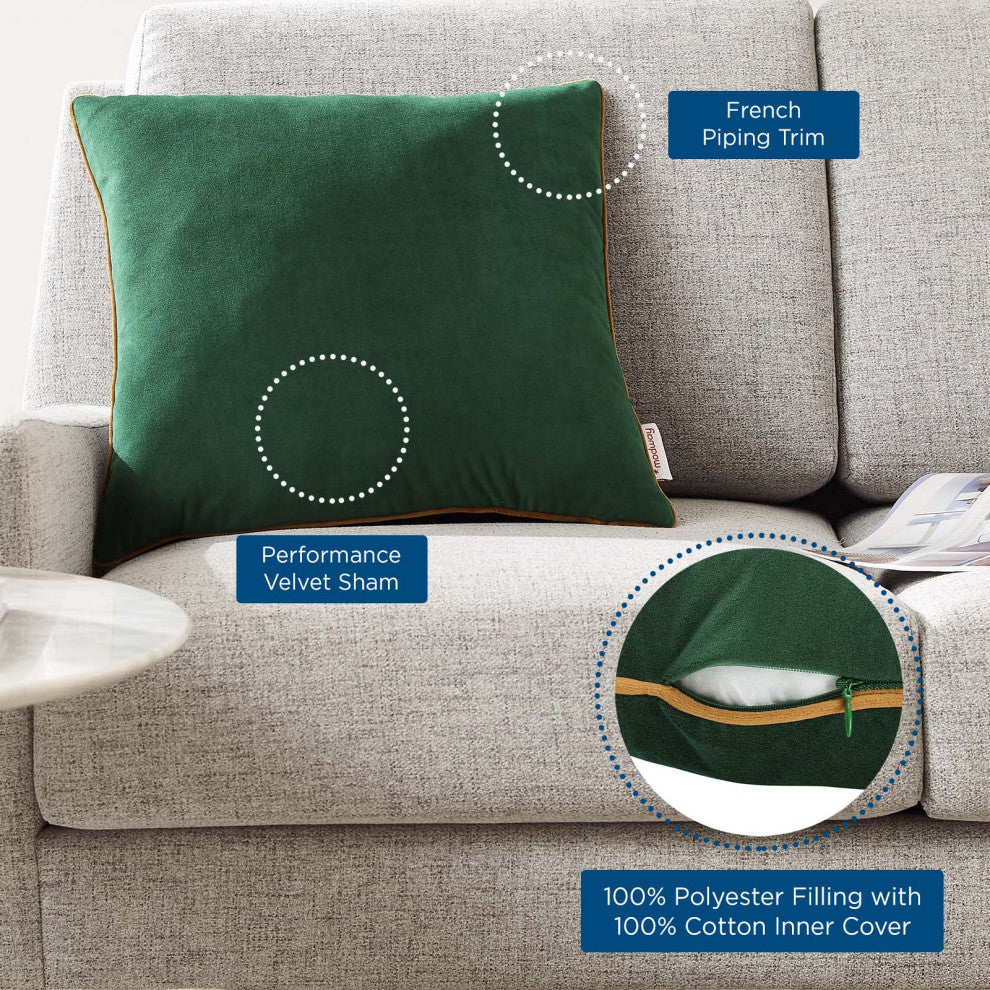 Accent Throw Pillow, Velvet, Green Brown, Modern, Living Lounge Hospitality