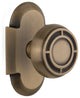 Single Cottage Plate With Round Clear Mission Knob, Antique Brass