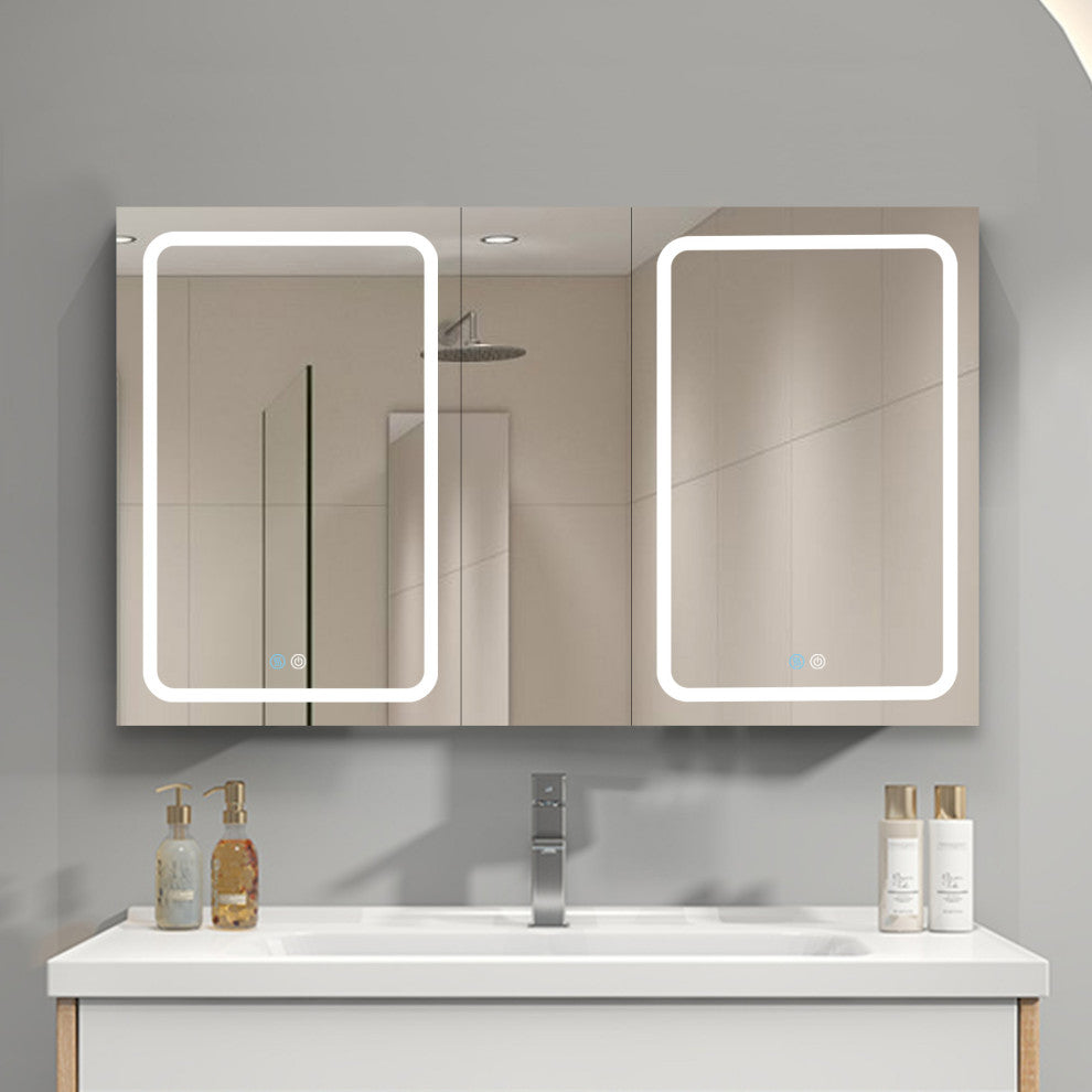 50 in.W x 30 in. H Aluminum Surface Mounted Medicine Cabinet with Mirrors