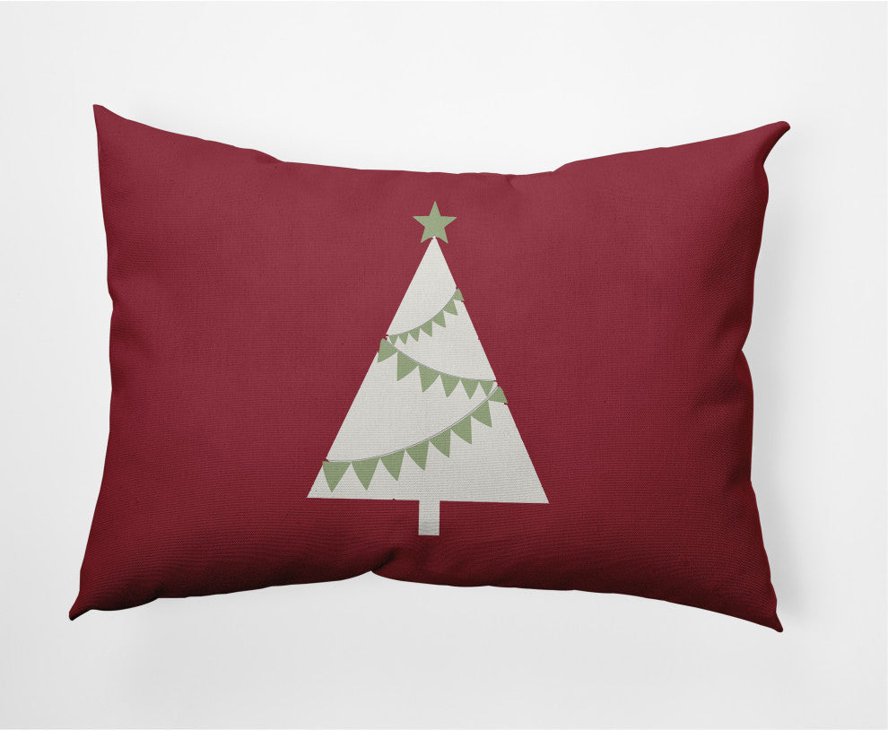 Garland Tree Decorative Throw Pillow, Brick Red, 14"x20"