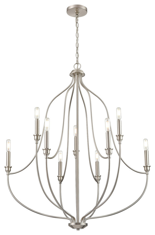 9 Light 32.5 in. Brushed Nickel Chandelier