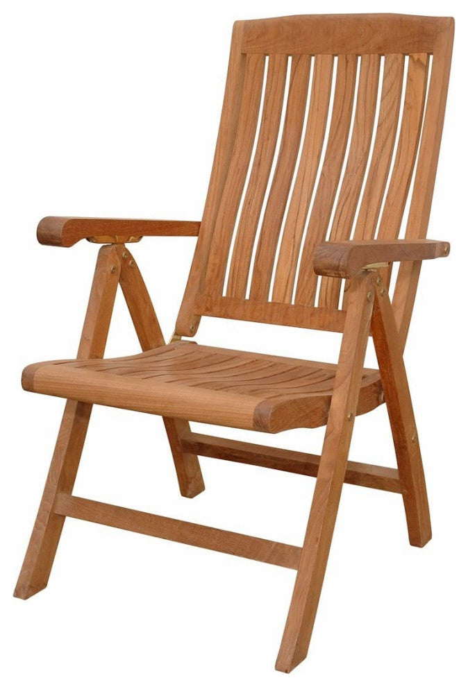 Teak No Cushion Katana 5-Position Recliner Armchair, Set of 2