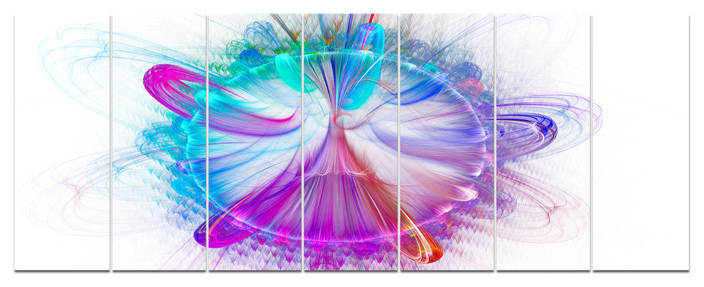 Vortices of Energy Fractal Pattern, Abstract Wall Art Canvas, 83"x32", 7 Panels