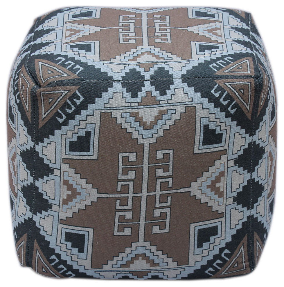 Blue Machine Woven Peterson Pouf, 18" Cube