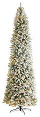 10' Slim Flocked Montreal Fir Artificial Christmas Tree, 800 White LED Lights