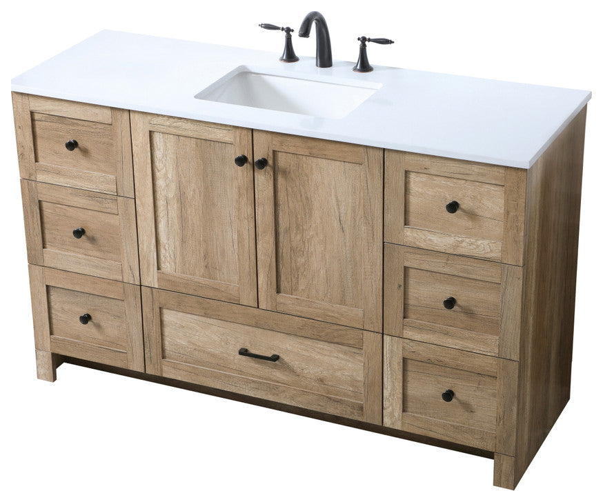 Home Living 54" SIngle Bathroom Vanity, Natural Oak