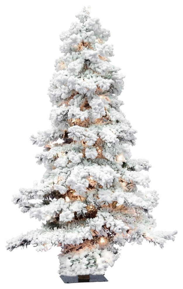 Vickerman A806261 6' Flocked Spruce Artificial Christmas Tree 300 Clear Lights