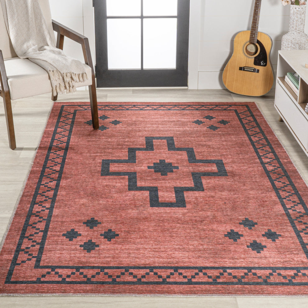 Korsa Geometric Medallion Machine-Washable Area Rug, 4x6