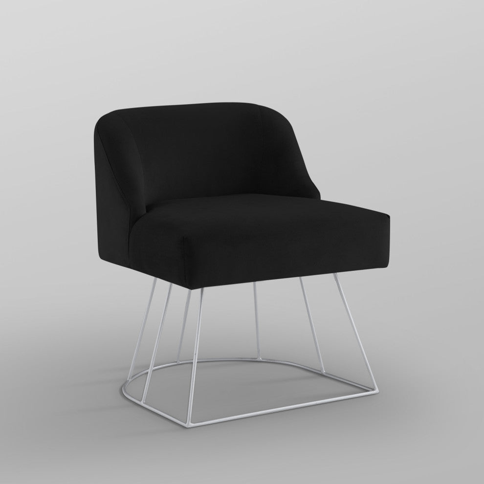 Inspired Home Kolibra Vanity Stool, Upholstered, Black