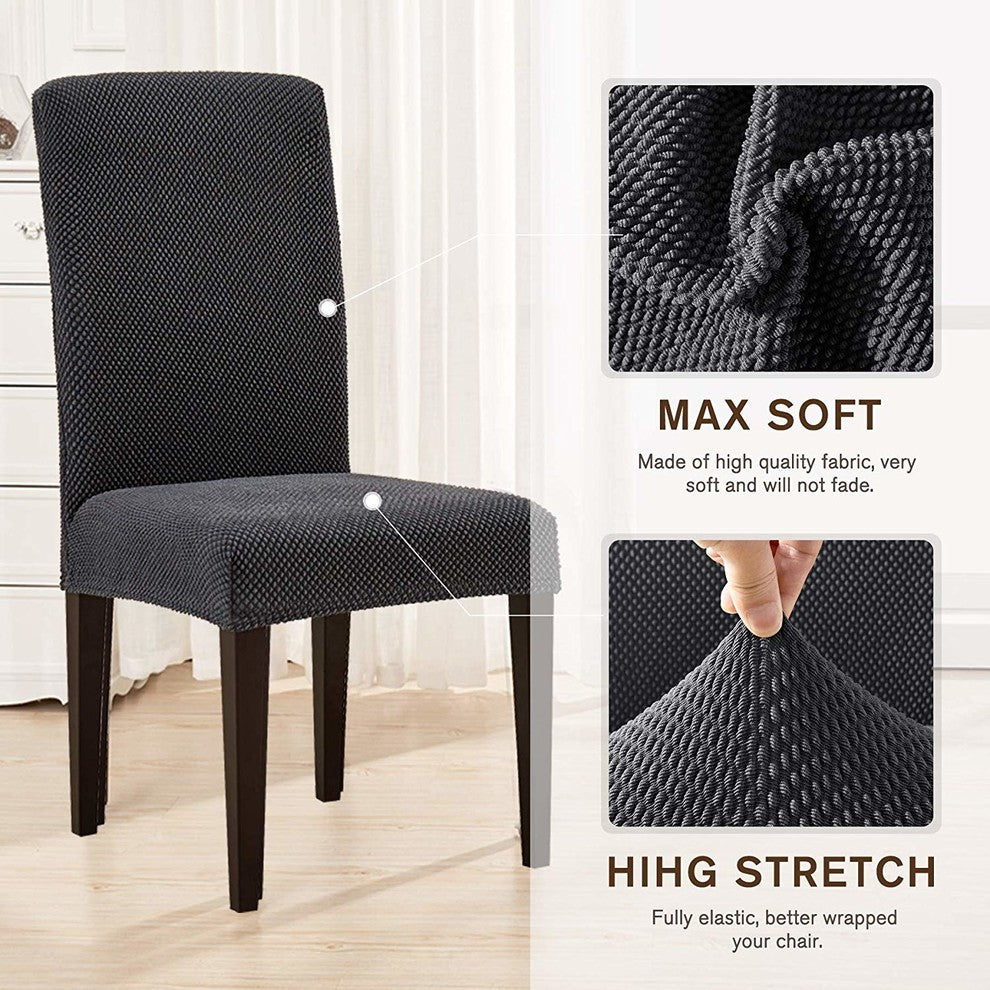 Subrtex Stretch Dining Room Chair Slipcovers, Gray, 4pcs