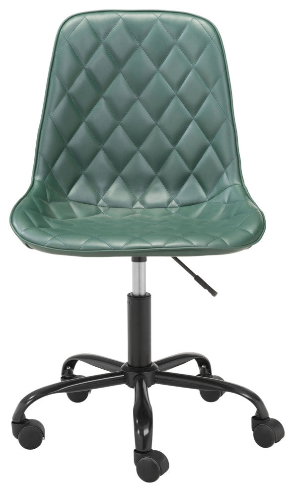 Computer Chair, Faux Vinyl Leather, Steel, Green, Black, Home Business Office