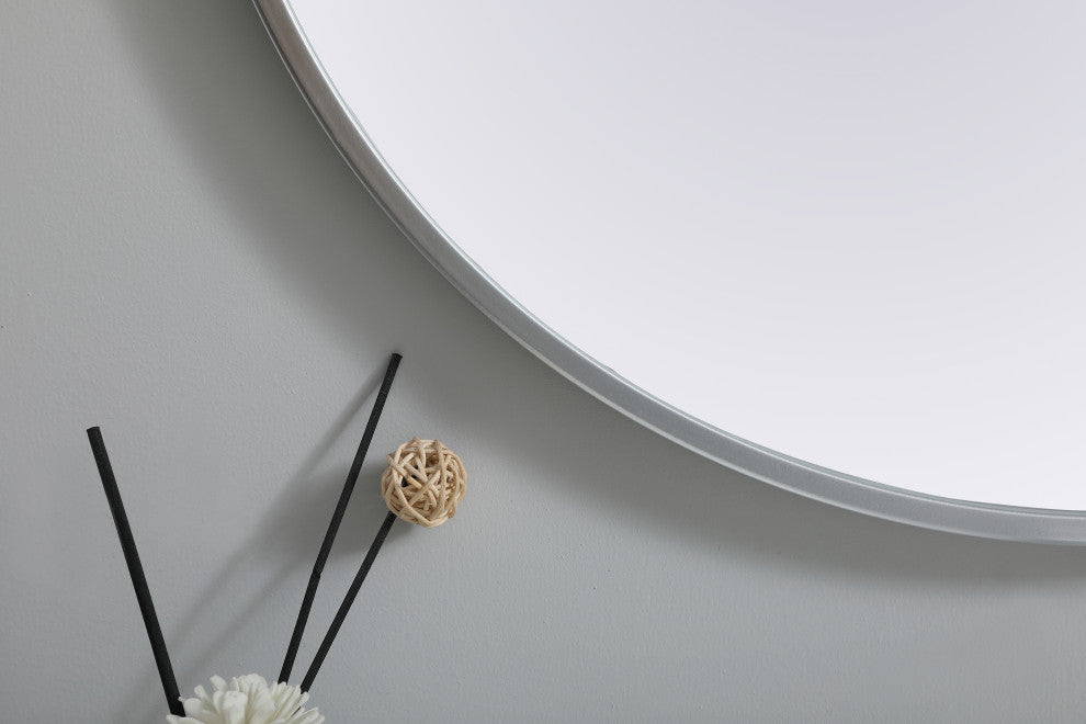 Metal Frame Oval Mirror 24X36 Inch, Silver