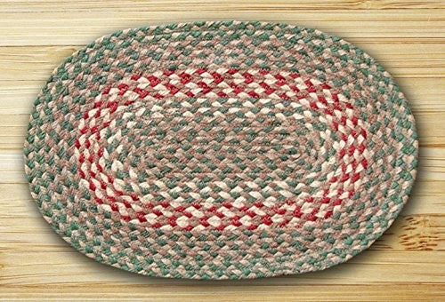 Green/Burgundy Oval Placemat, 13"x19"