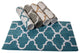 Cotton Dual Color Geometric Pattern Bath Rug, Arctic Blue, 34"x21"