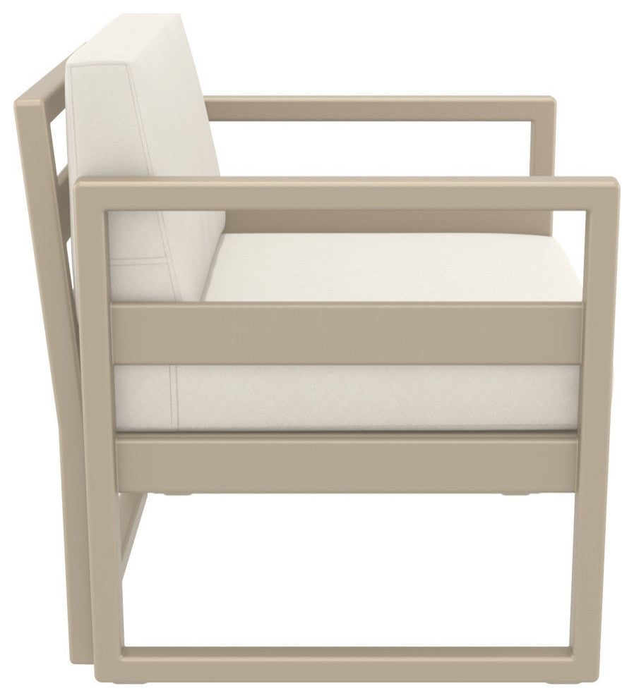 Compamia Mykonos Club 3-Piece Seating Set, Taupe With Sunbrella Natural Cushion