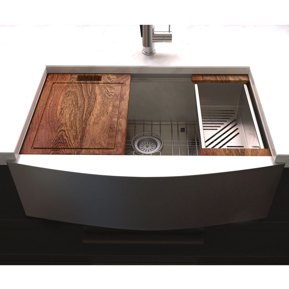 33" Moritz Farmhouse Apron Mount Single Bowl Stainless Steel Kitchen Sink