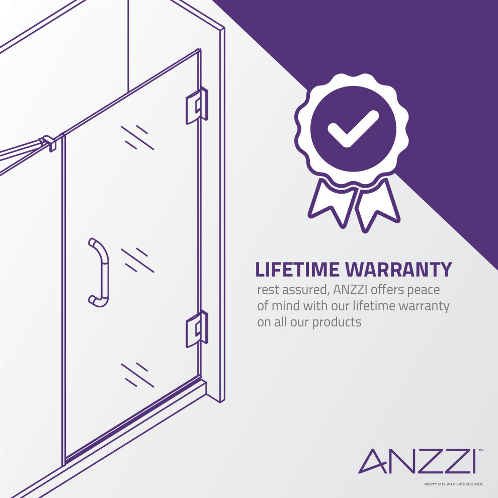 ANZZI Makata 60"x72" Frameless Shower Door, Brushed Nickel