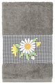 Linum Home Textiles Turkish Cotton Daisy Embellished Hand Towel, Dark Gray