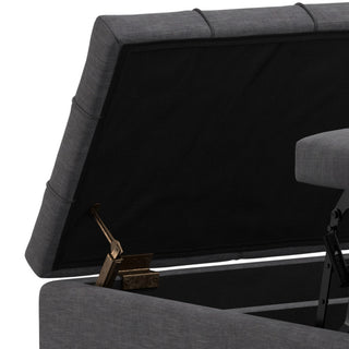 Laura Mid Century Lift Top Storage Ottoman, Slate Grey