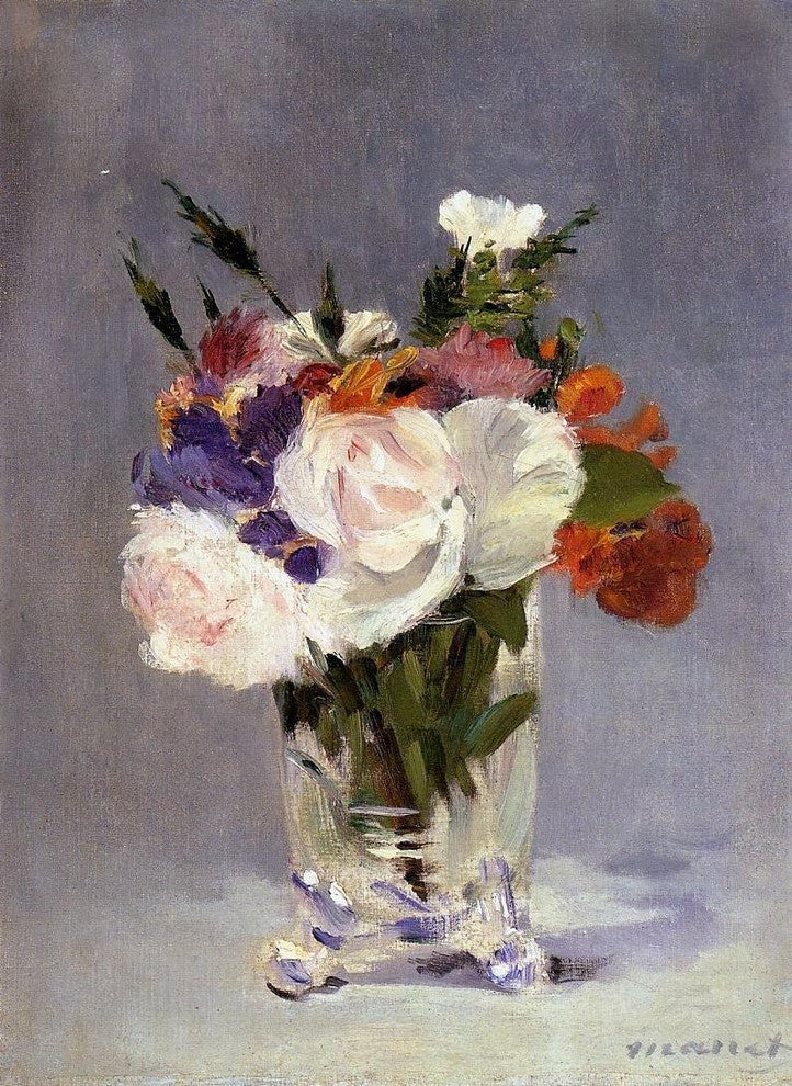 Edouard Manet Flowers in a Crystal Vast, 21"x28" Wall Decal Print