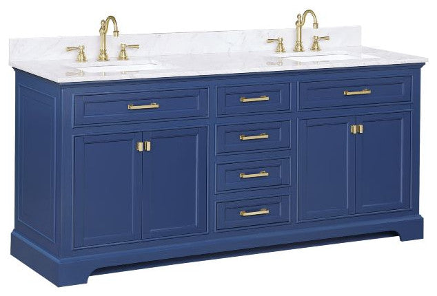 Design Element Milano 72" Blue Double Rectangular Sink Vanity