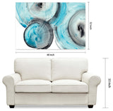 Blue Circles Abstract Wall Art Printed on Frameless Free Floating Tempered Glass