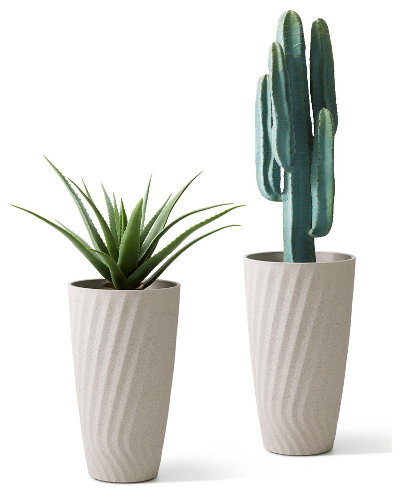 24"H Terrazzo Wave Textured Ceramic Planters, Set of 2