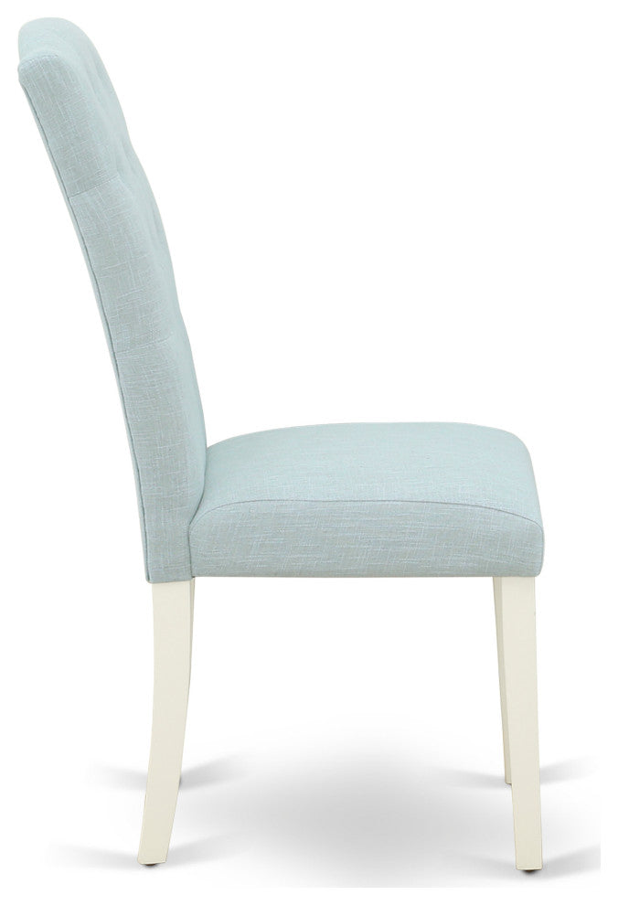 3Pc Dining Set, 2 Upholstered Chairs, Butterfly Leaf Dining Table, Linen White
