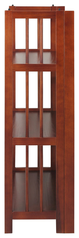 3 Shelf Folding Bookcase, Walnut, Large, 3 Shelf