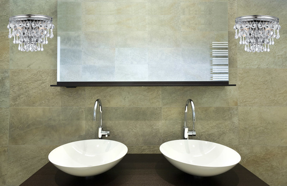 Crystorama Calypso Wall Sconce Clear Glass Balls Polished Chrome, Brass