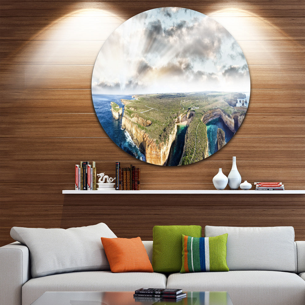 Twelve Apostles Sunset, Landscape Photography Disc Metal Wall Art, 23"