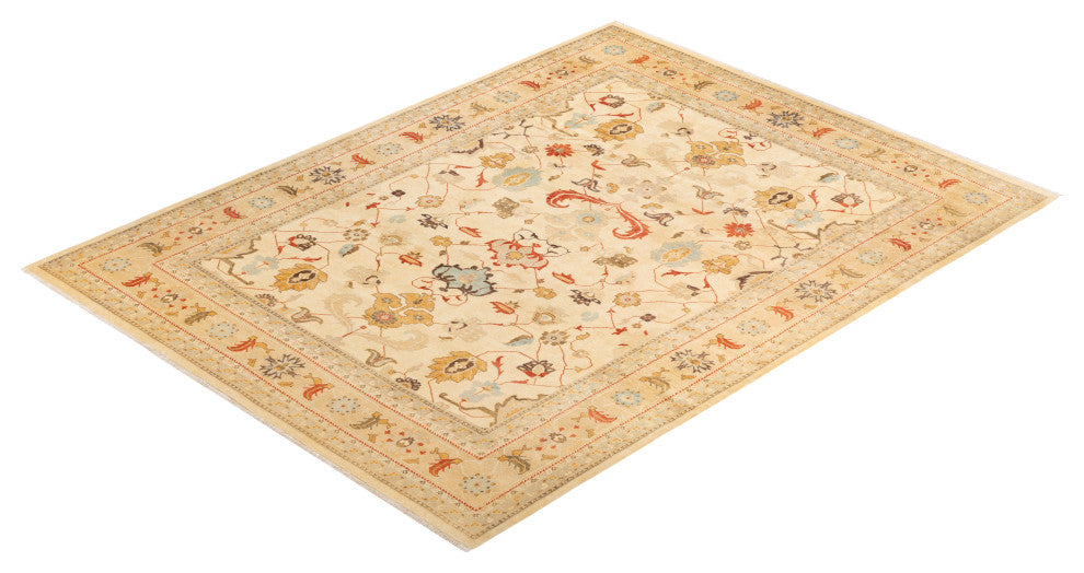 Eclectic, One-of-a-Kind Hand-Knotted Area Rug Ivory, 9' 1" x 12' 1"