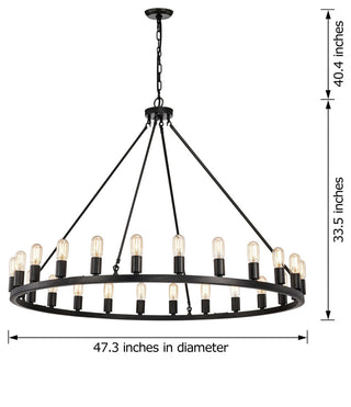 Iris 24-light Antique Black Round Chandelier