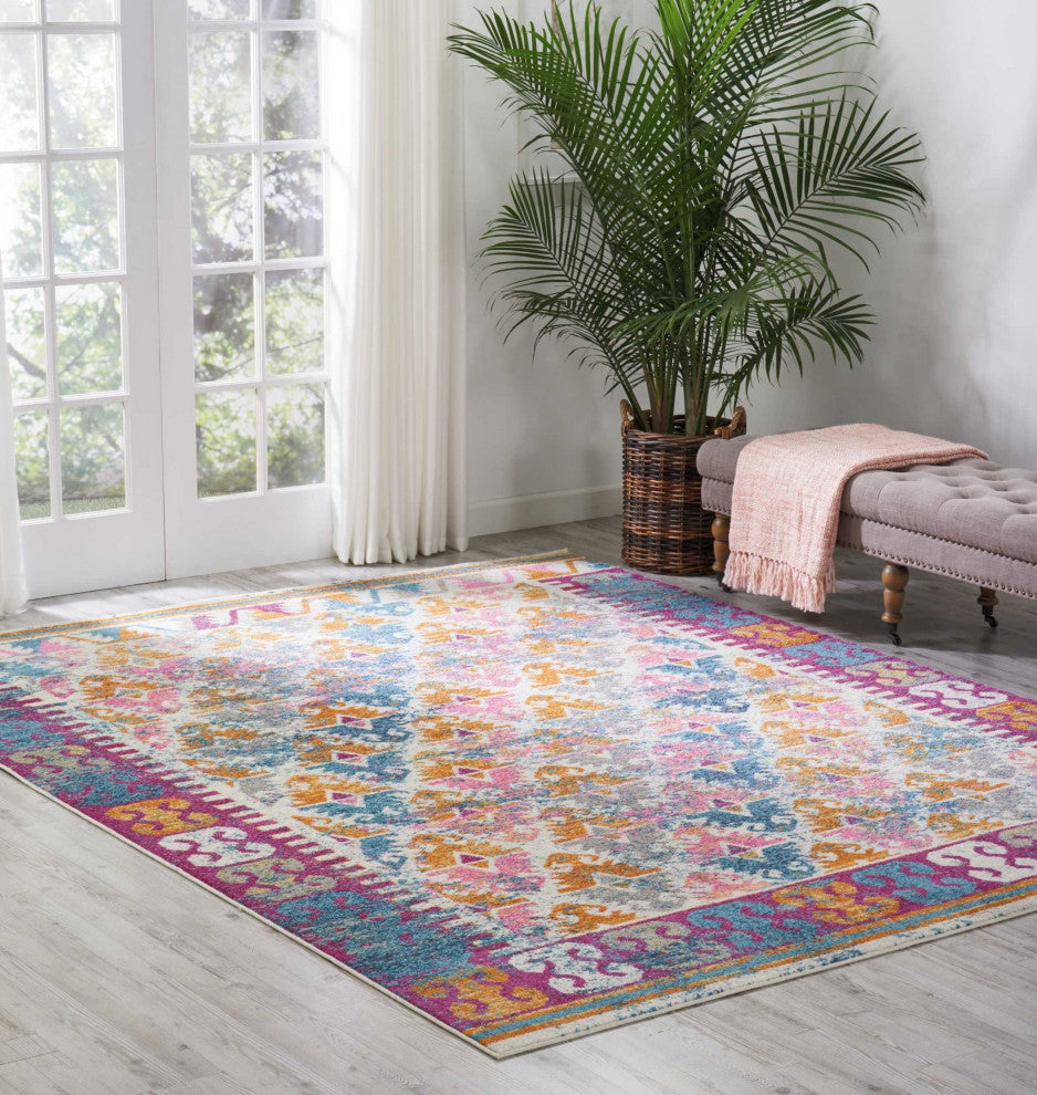 8' X 10' Ivory Geometric Power Loom Area Rug