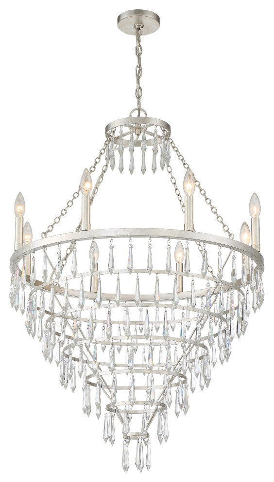Crystorama LUC-A9068-SA, 8-Light Chandelier, Antique Silver