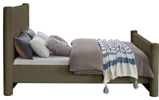 Elias Upholstered Bed, Green, King, Boucle Fabric