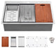 33" L X 22" W Premium Stainless Steel Kitchen Sink, Brushed Nickel