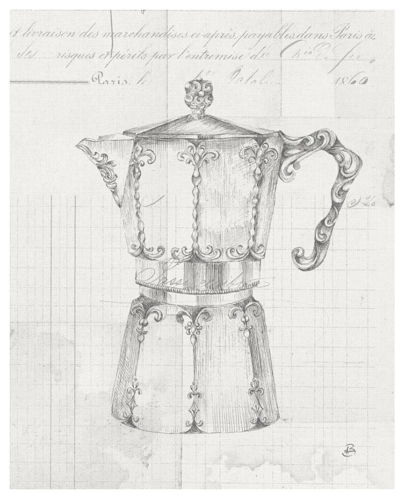 "Authentic Coffee III White Gray" Paper Print by Daphne Brissonnet, 30"x37"