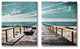 Tranquil Pier Dock Beach Clear Blue Sky Illustration, 2pc, each 24 x 30