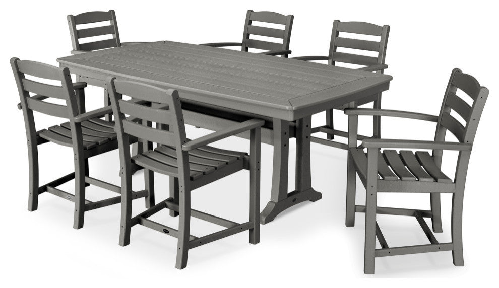 POLYWOOD 7 Piece La Casa Arm Chair Dining Set, Slate Grey