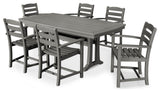 POLYWOOD 7 Piece La Casa Arm Chair Dining Set, Slate Grey